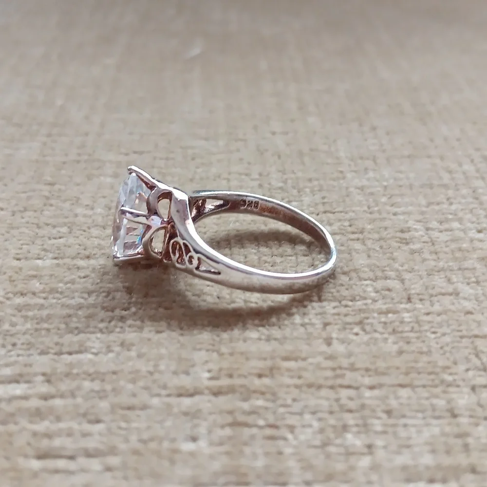 Oval Multi-faceted Cubic Zirconia Silver Ring